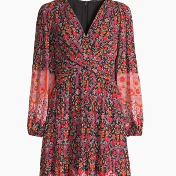 NWOT Kobi Halperin Skye Floral Border Crossover Tiered Print Midi Dress S $598 - Picture 5 of 9